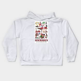 Vintage Travel Poster Denmark Denemarken Kids Hoodie